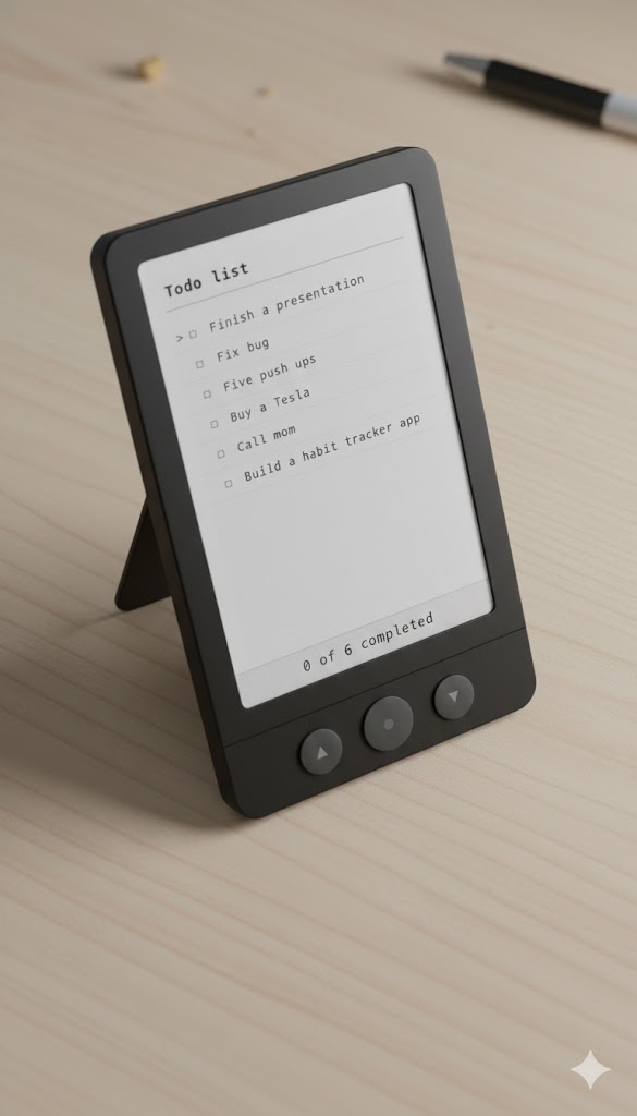 E-ink todo list on desk